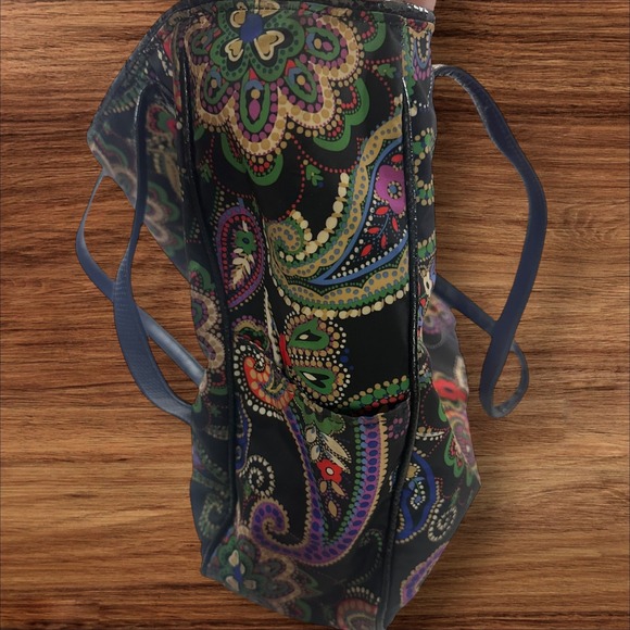 Vera Bradley Tote Bag Black‎ Paisley Floral Print Shoulder Handbag Purse - Picture 10 of 10